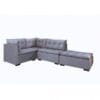 Sofá de Canto com Puff 5 Lugares Reverse 1,88m Linho Cinza