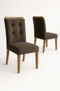 Kit 2 Cadeiras Porto Encosto Anatômico 100% MDF Tecido Linho Marrom Acinzentado