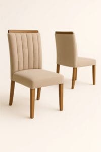 Kit 2 Cadeiras Coimbra Encosto Anatômico 100% MDF Tecido Linho Cru