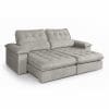 Sofá Retrátil e Reclinável 5 Lugares Astro 2,50m Molas Ensacadas Pillow Top 14cm Veludo Cinza Luxo