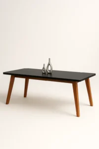 Mesa de Jantar Arizona 1,60m x 0,80m Tampo MDF com Vidro Base Naturale Tampo Grafite