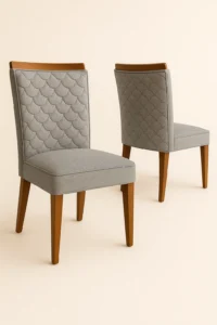 Kit 2 Cadeiras Santarém Estrutura Madeira Detalhe Amadeirado no Encosto Tecido Linho Gelo