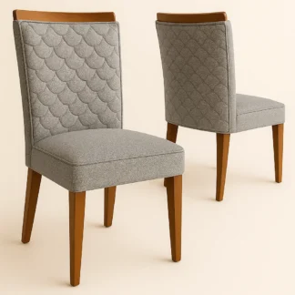 Kit 2 Cadeiras Santarém Estrutura Madeira Detalhe Amadeirado no Encosto Tecido Linho Gelo