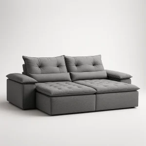 Sofá Retrátil e Reclinável Âmbar 2,00m 3 Lugares Veludo Jolie Grafite