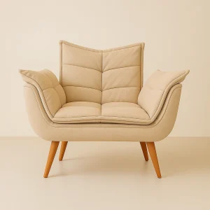 Poltrona com Braços Opala Linho Genebra Palha