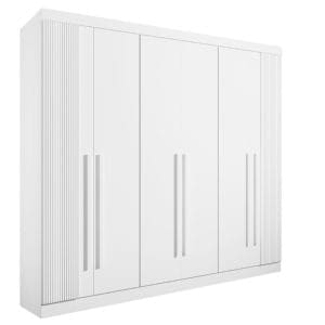 Guarda-Roupa Casal 6 Portas Detroit Ripado 6 Gavetas 2,75m 100% MDF Branco