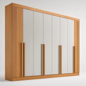 Guarda-Roupa Casal 8 Portas Boston Ripado com Sapateira 8 Gavetas 2,75m 100% MDF Cinamomo Off-White
