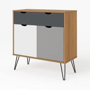 Balcão Buffet Aparador Glenda Design Escandinavo Pés Metal 2 Portas Usinadas