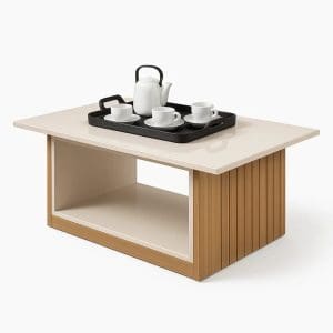 Mesa de Centro Veneza com Vidro Pintado e Rodízios 100% MDF Cinamomo Off-White