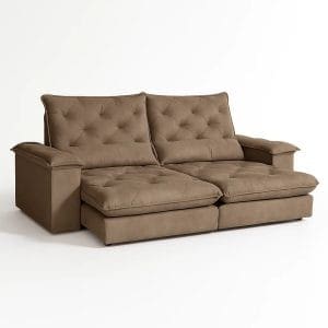 Sofá Retrátil e Reclinável Havana 2,50m 3 Lugares Espuma D33 Molas Ensacadas Veludo Luxo Marrom