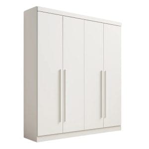 Guarda-Roupa Solteiro 4 Portas Detroit Plus 3 Gavetas 1,85m 100% MDF Branco