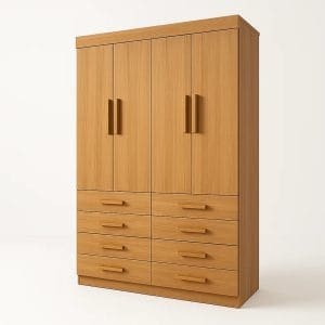 Guarda-Roupa Solteiro 4 Portas Austin 8 Gavetas 1,60m 100% MDF Cinamomo