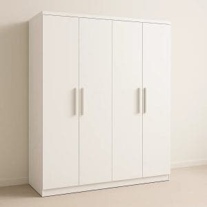 Guarda-Roupa Solteiro 4 Portas Memphis 3 Gavetas 1,38m 100% MDF Branco