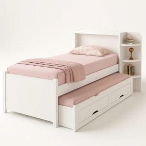 Cama Solteiro Denver Plus com Auxiliar 2 Gavetas Cantoneiras Reversíveis 100% MDF Branco