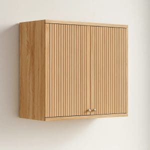 Armário Aéreo Pandora 0,80m x 0,74m Estilo Ripado Dobradiças Slow Motion 100% MDF