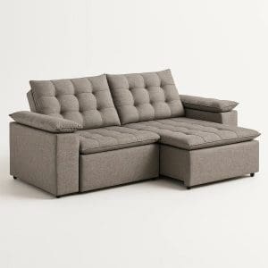 Sofá Retrátil e Reclinável Astreu 2,00m 3 Lugares Linho Cinza