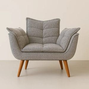 Poltrona com Braços Opala Linho Genebra Alumínio