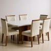 Conjunto Mesa de Jantar Dallas Marmorizada 1,80m x 0,90m com 6 Cadeiras Boucle Branco
