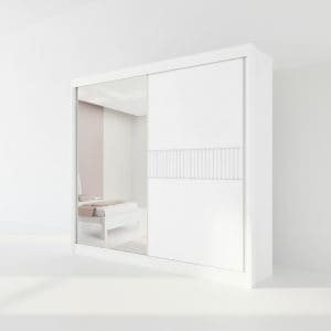 Guarda-Roupa Casal 2 Portas Fresno com Espelho 6 Gavetas 2,20m 100% MDF Branco