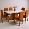 Conjunto Mesa de Jantar Dallas Marmorizada 1,80m x 0,90m com 6 Cadeiras Boucle Terracota