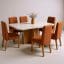 Conjunto Mesa de Jantar Dallas Marmorizada 1,80m x 0,90m com 6 Cadeiras Boucle Terracota