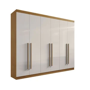 Guarda-Roupa Casal 6 Portas Da Vinci Plus 6 Gavetas 2,75m 100% MDF Cinamomo Off-White