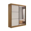 Guarda-Roupa Casal 2 Portas de Correr Athenas com Espelho 3 Gavetas 1,85m 100% MDF Cinamomo Off-White