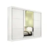 Guarda-Roupa Casal 3 Portas de Correr Los Angeles com Espelho 6 Gavetas 2,73m 100% MDF Branco