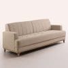 Sofá 3 Lugares Roma 1,88m Espuma D33 Molas S Encosto Desmontável Chenille Linho Bege