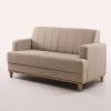 Sofá 2 Lugares Roma 1,36m Espuma D33 Molas S Pés Madeira Maciça Chenille Linho Bege