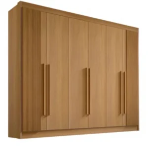 Guarda-Roupa Casal 6 Portas Columbus Ripado com Sapateira 6 Gavetas 2,78m 100% MDF Cinamomo