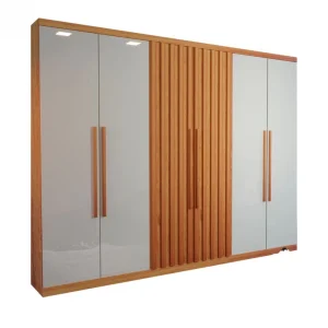 Guarda-Roupa Casal 6 Portas Citrino com Espaço Colmeia Divisão Interna Ele/Ela 6 Gavetas 2,74m 100% MDF Nature Off-White