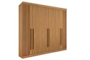Guarda-Roupa Casal 6 Portas Detroit Ripado 6 Gavetas 2,75m 100% MDF Cinamomo
