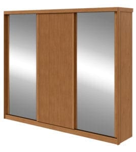 Guarda-Roupa Casal 3 Portas Paradizzo Portas Ripadas Dupla-Face 6 Gavetas 2,74m 100% MDF Amêndoa