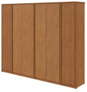 Guarda-Roupa Casal 6 Portas Geom Ripado Interno com 11 Nichos Molduras Arredondadas 6 Gavetas 2,74m 100% MDF Amêndoa