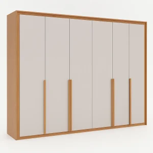 Guarda-Roupa Casal 6 Portas Virtus 8 Gavetas 2,74m 100% MDF Amêndoa Off-White