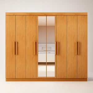 Guarda-Roupa Casal 8 Portas Bravo Easy Slim 4 Gavetas 2,36m 100% MDF Amêndoa