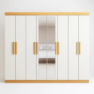 Guarda-Roupa Casal 8 Portas Bravo Easy Slim 4 Gavetas 2,36m 100% MDF Amêndoa Off-White