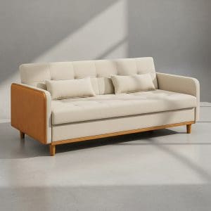 Sofá-Cama com Baú Copacabana 2,05m 3 Lugares Espuma D28 Mecanismo Sofá-Cama Linho