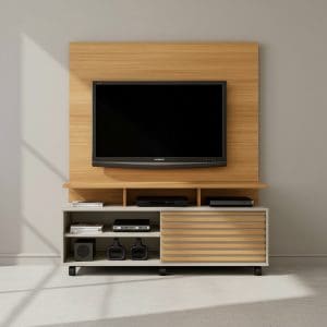 Home com Suporte para TV até 60 Polegadas com Rodinhas Nobre Cinamomo Off-White