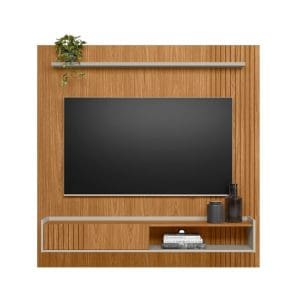 Home Suspenso Frisado Gerona para TV até 65 Polegadas 100% MDF Cinamomo Off-White
