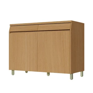 Balcão Simone Mendes 1,20m 2 Portas 2 Gavetas Tampo 30mm 100% MDF Carvalho Linheiro