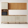 Conjunto de Cozinha Pandora 5 Peças 2,70m 100% MDF Amêndoa Off-White