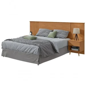 Cabeceira Casal e Queen Etna com 2 Mesas de Cabeceira 100% MDF Amêndoa