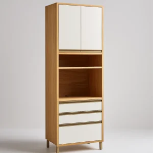 Paneleiro Micro-ondas Andirá – 70 cm – Amêndoa/Off White