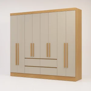 Guarda-Roupa Casal 8 Portas Turim – 4 Gavetas – Freijó – 2,43 m