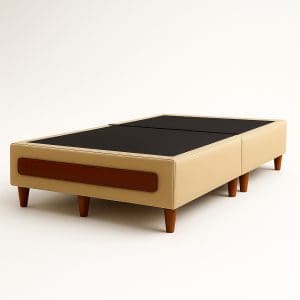 Base Box King Bipartido Itália 1,93x2,08m Bege Marrom