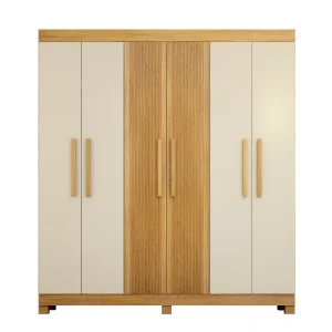 Guarda-Roupa Casal 6 Portas Coliseu Portas Frisadas 2 Gavetas 100% MDF 1,85m Cinamomo Off-White