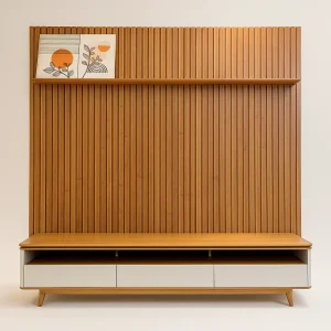 Conjunto Painel Ripado Trevo + Rack Begonia 3G 230x250