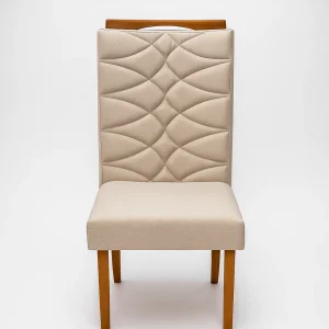 Kit 2 Cadeiras Évora Madeira Maciça Assento Linho Bege